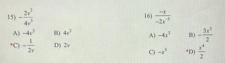 2v 16 2x A 4x C x B D 3x 2 2