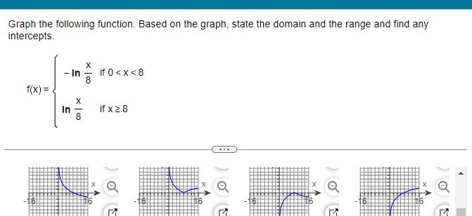 and the range and find any intercepts f x X In if