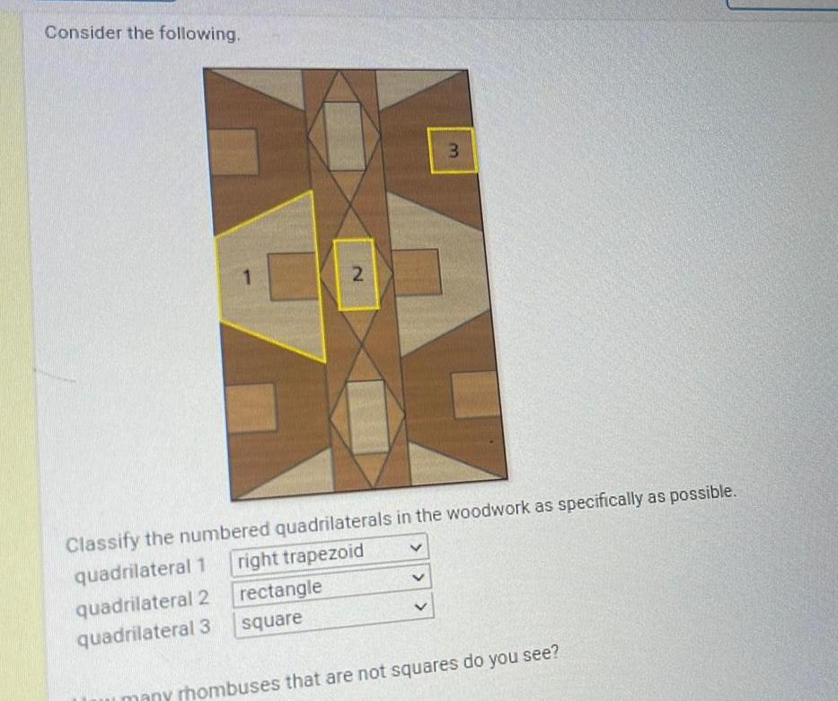 Consider the following 1 2 rectangle square 3 Classify the numbered