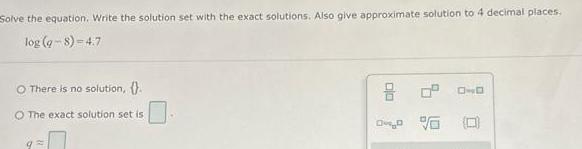  Solve the equation Write the solution set with the exact solutions
