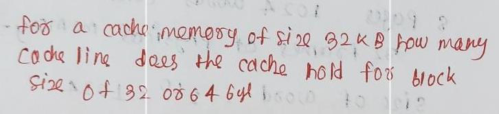 does the cache hold for block Size of 32 08 64 byl