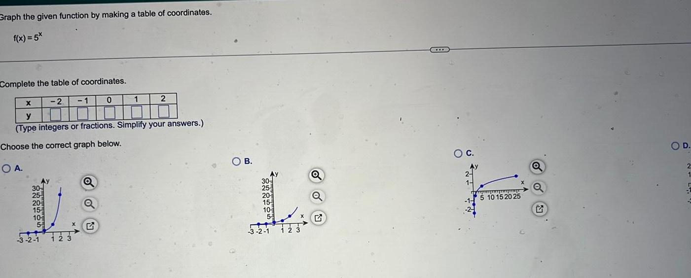 x 5x Complete the table of coordinates 2 30 25 20 15