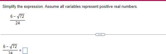 Simplify the expression. Assume all variables represent positive real numbers. 6-.fi 24