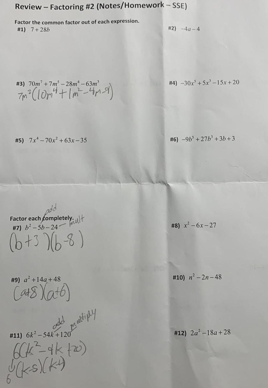 of each expression 1 7 28b 3 70m 7m 28m 63m 7m