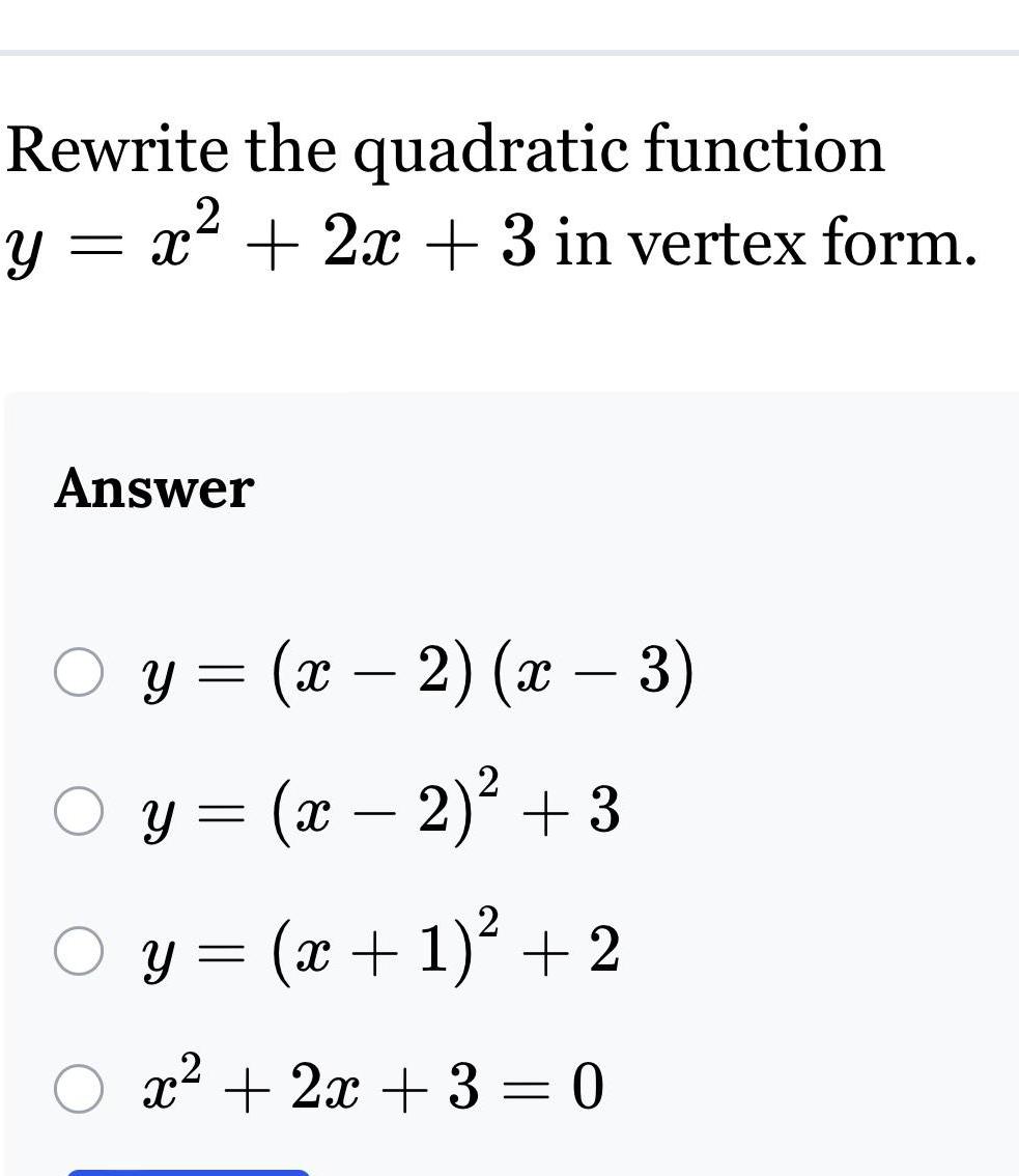 form Answer y x 2 x 3 y x 2 3 Oy