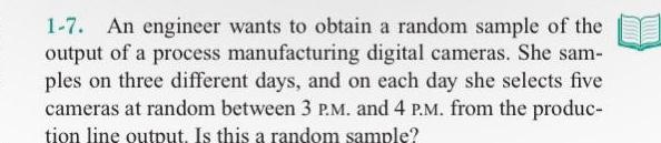  1 7 An engineer wants to obtain a random sample of