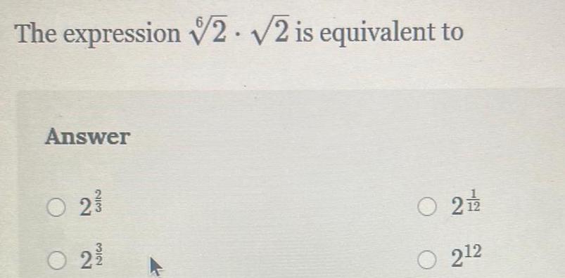 The expression is equivalent to Answer C) 212