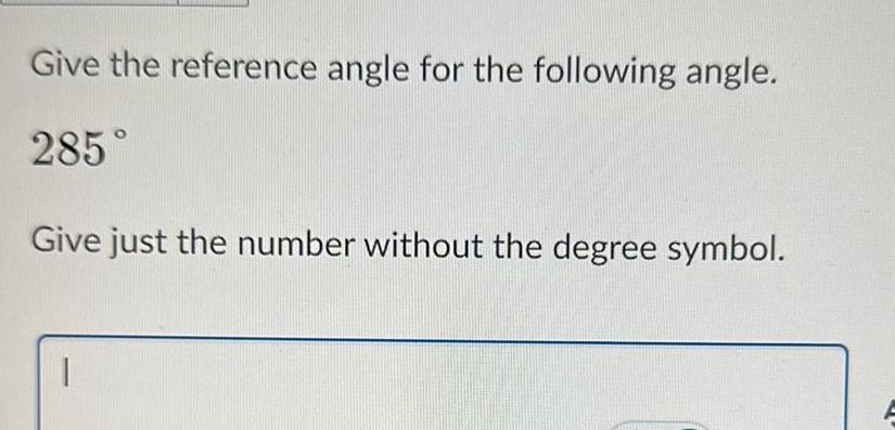 number without the degree symbol.