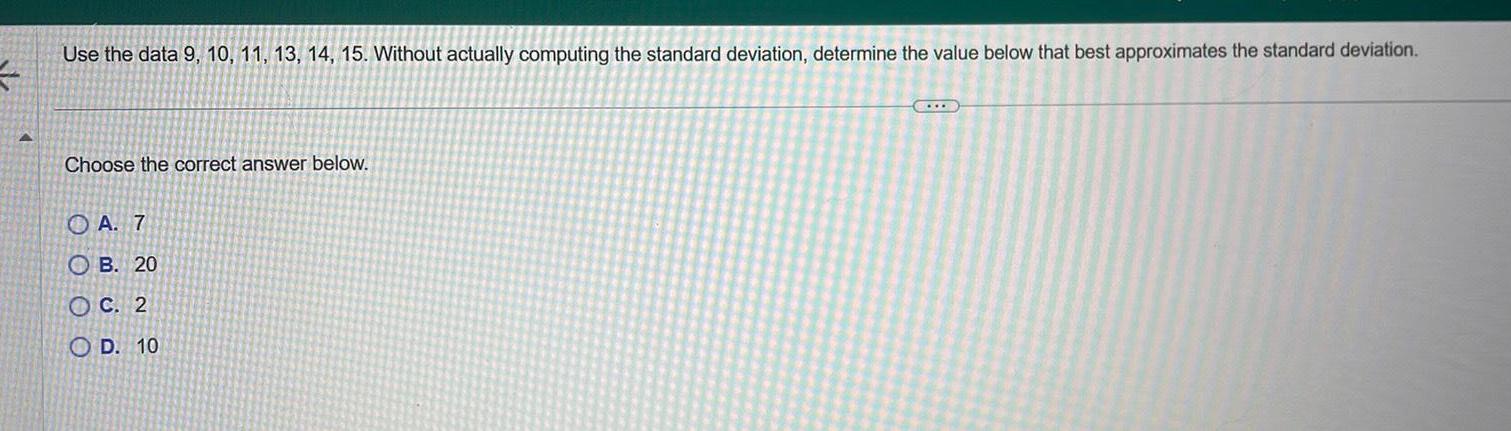 computing the standard deviation determine the value below that best approximates the