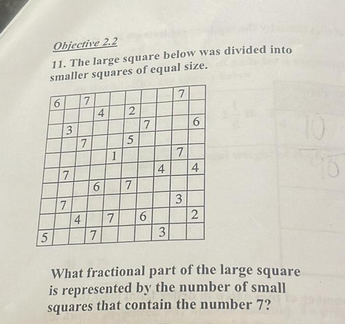 smaller squares of equal size 5 6 3 7 7 7 7