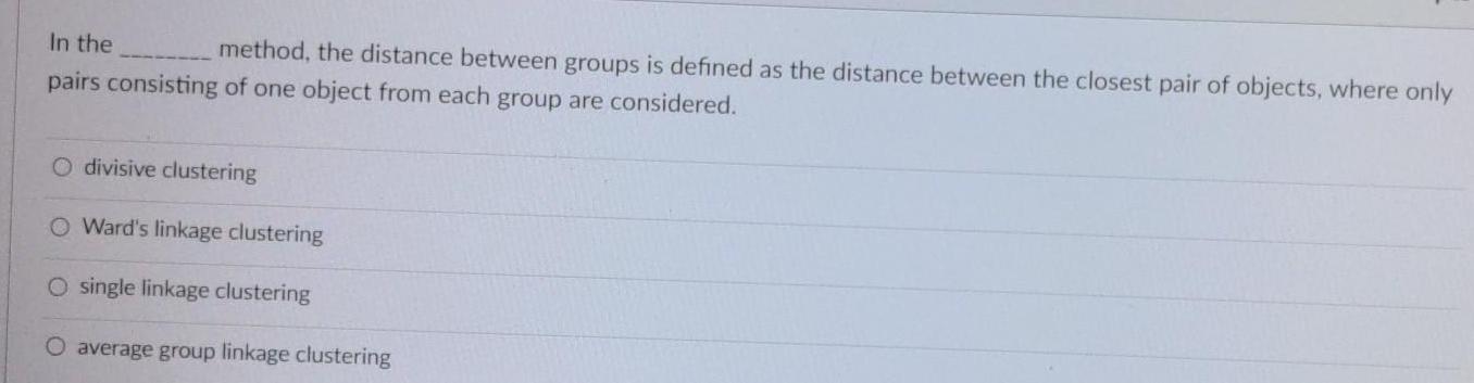 distance between the closest pair of objects where only pairs consisting of