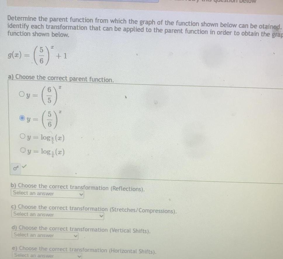 Determine the parent function from which the graph of the function