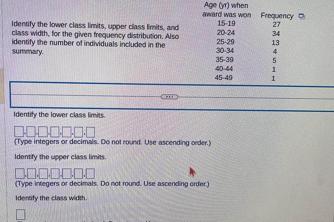 for the given frequency distribution Also identify the number of individuals included