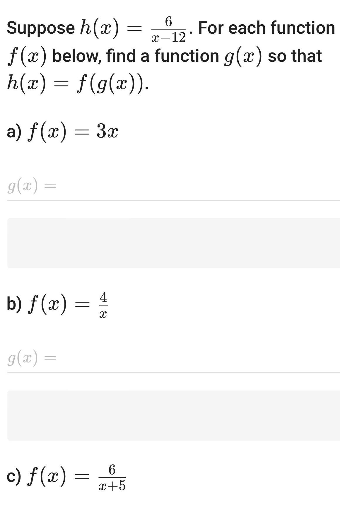 Suppose h x For each function f x below find a