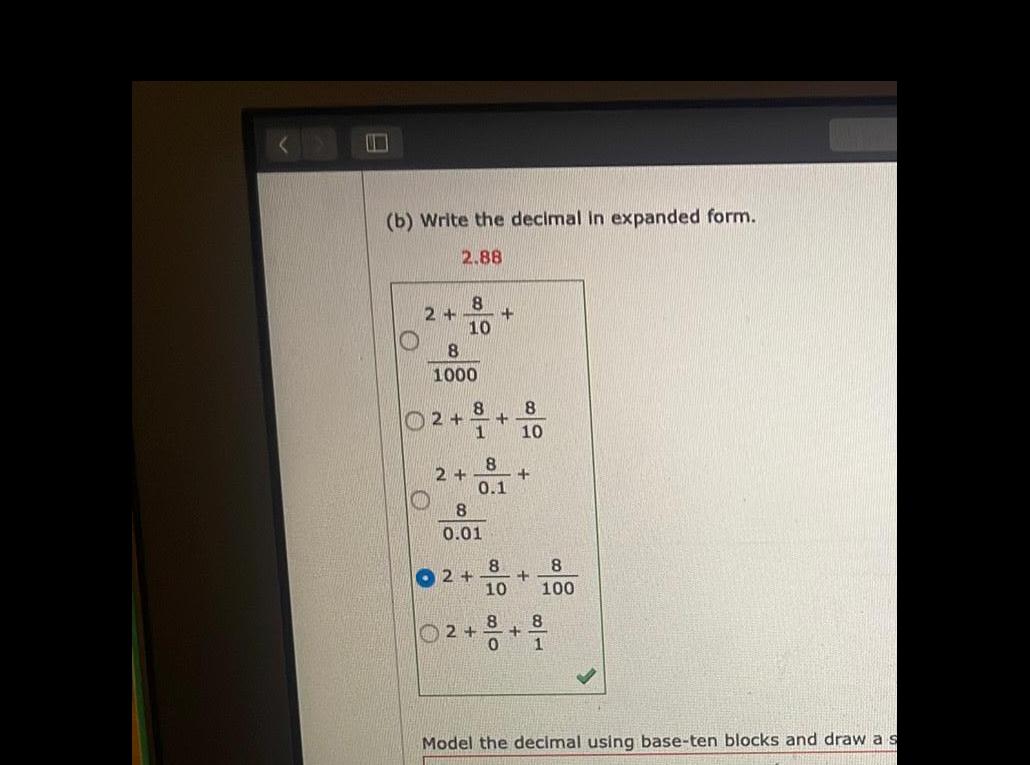  b Write the decimal in expanded form 2 88 2 8