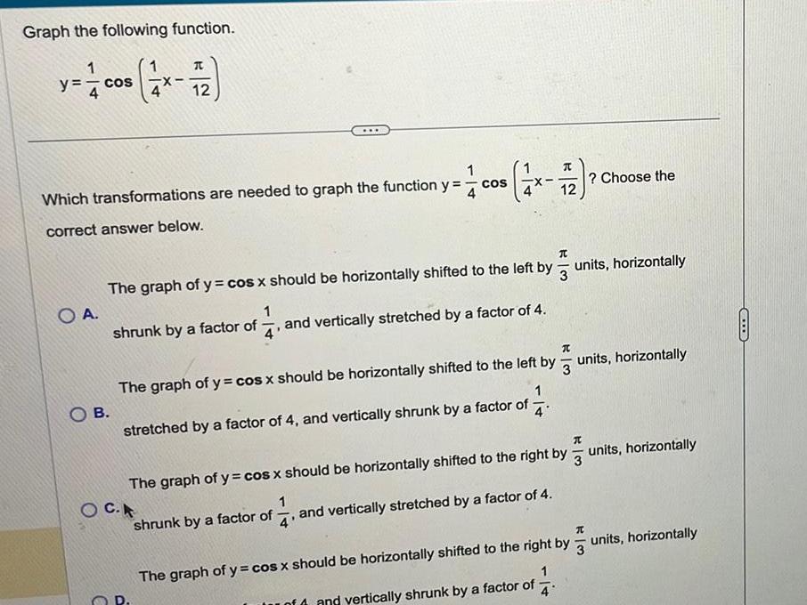 are needed to graph the function y 4 correct answer below OB