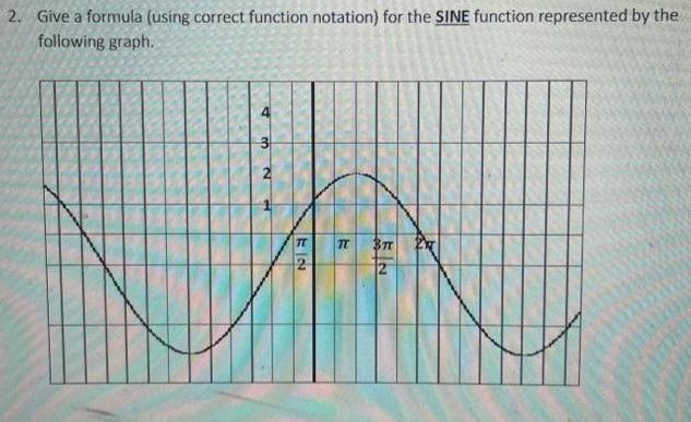  2 Give a formula using correct function notation for the SINE