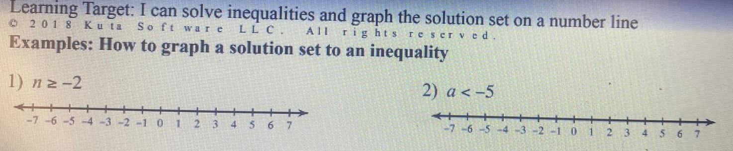  Learning Target I can solve inequalities and graph the solution set