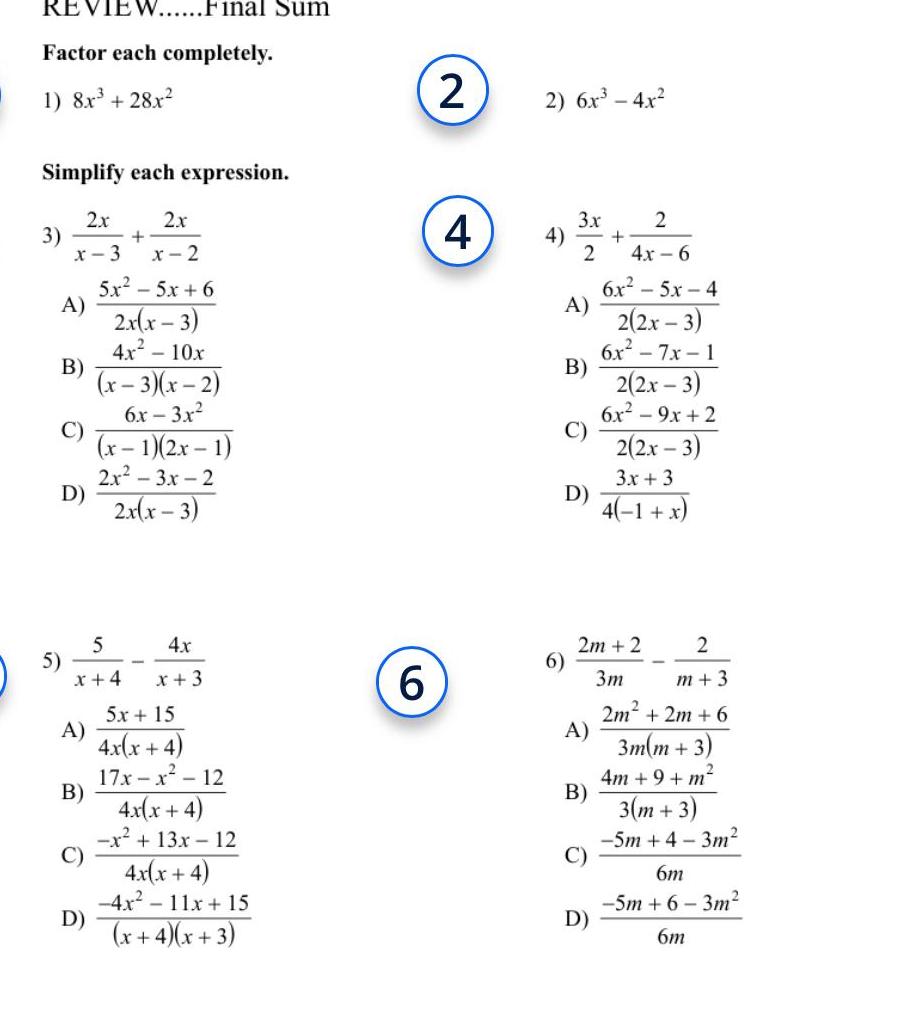 expression 2x 2x x 3 x 2 3 A B 5 C