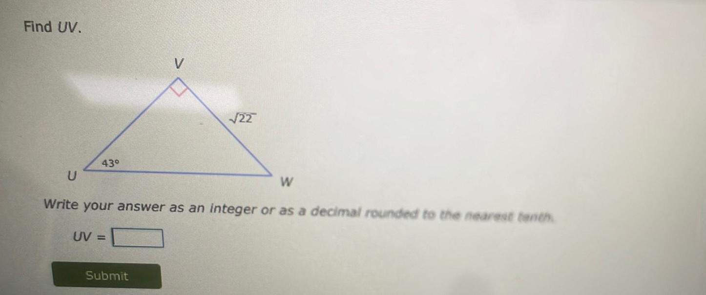  Find UV 43 22 W Write your answer as an integer