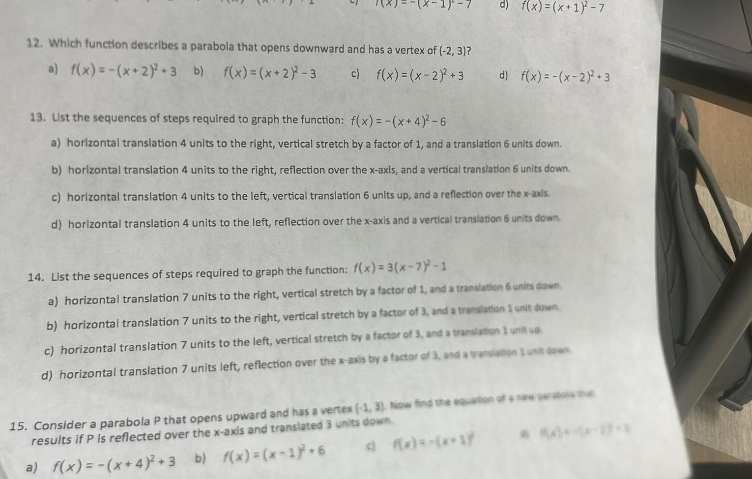 and has a vertex of 2 3 a f x x 2