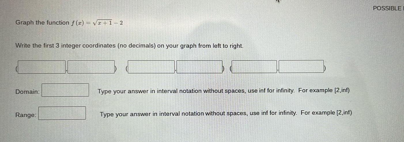3 integer coordinates no decimals on your graph from left to right
