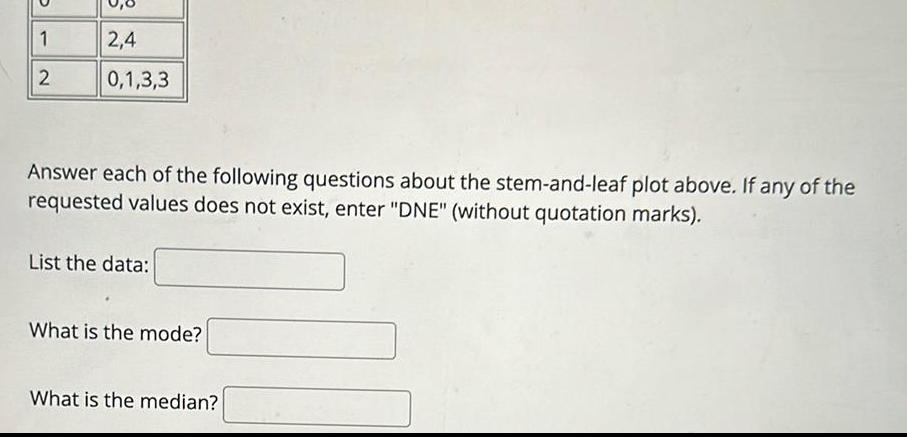 the following questions about the stem and leaf plot above If any