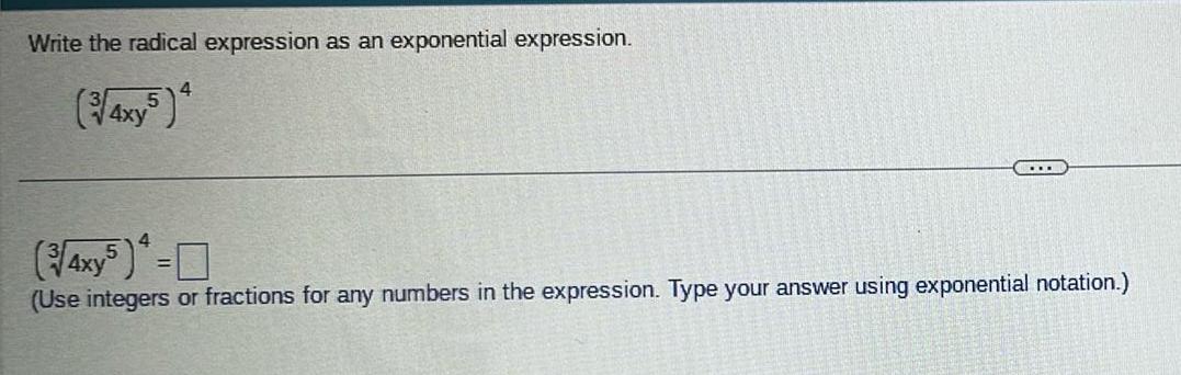 Use integers or fractions for any numbers in the expression Type your