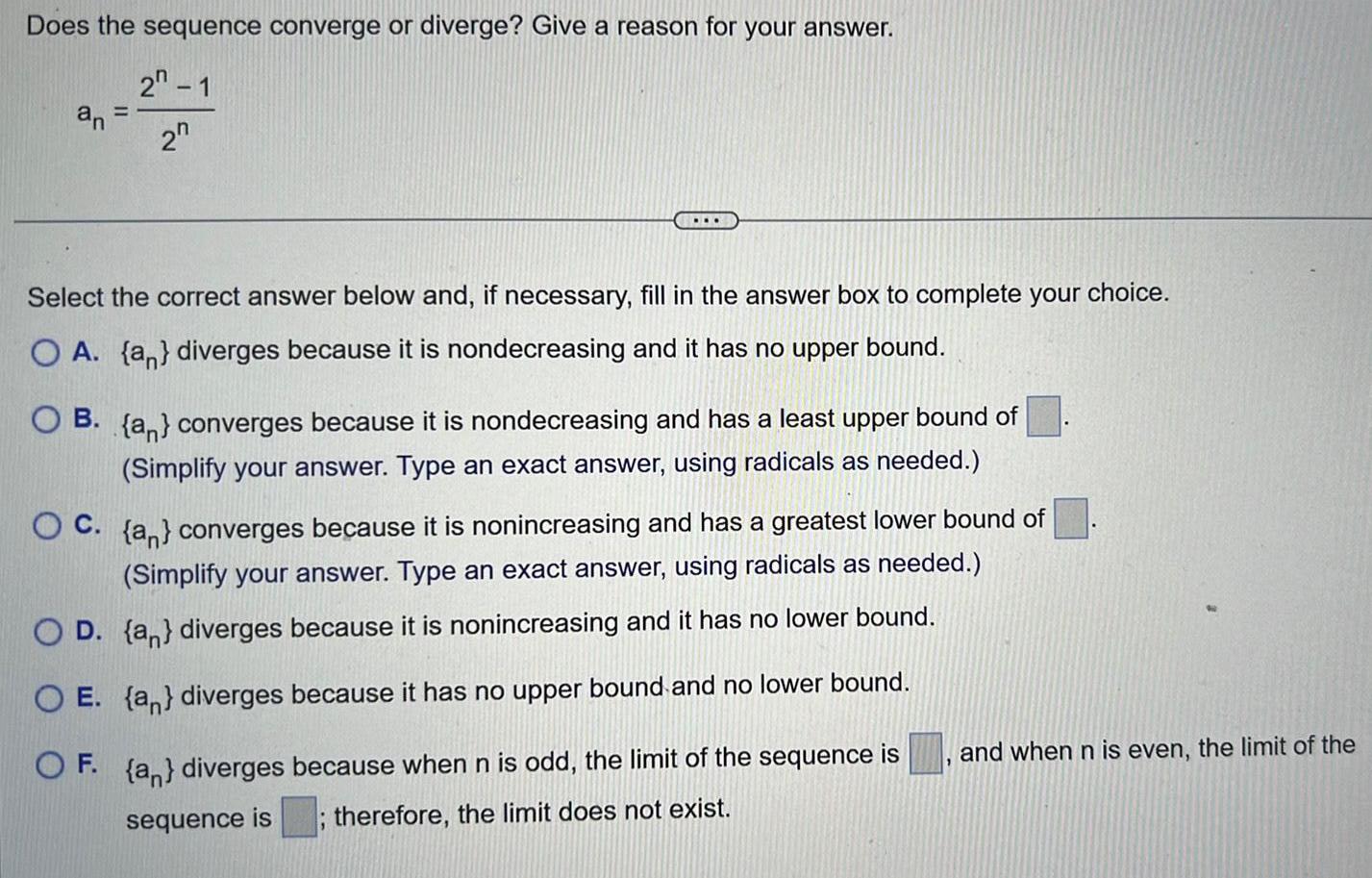 answer 2 1 2 an Select the correct answer below and if