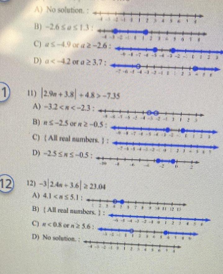 1 A No solution C 4 9 or 2 26 D