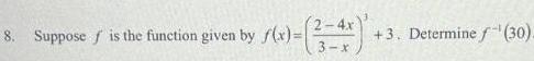 Suppose f' is the function given by f(x) 43. Determine f -