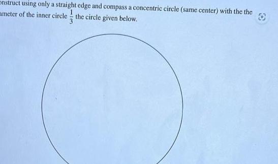 same center with the the ameter of the inner circle the circle