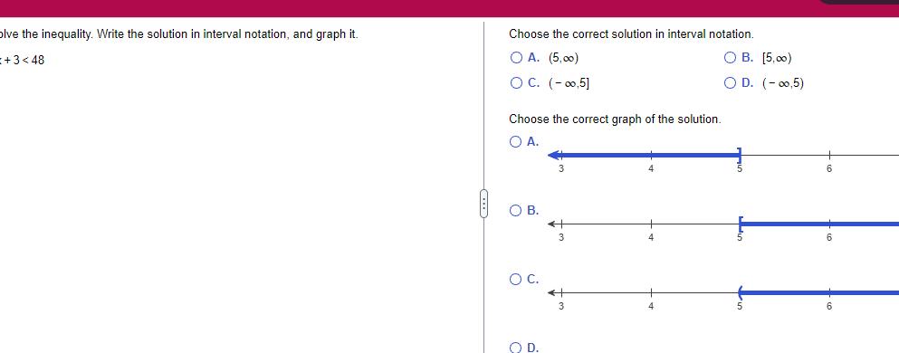  olve the inequality Write the solution in interval notation and graph