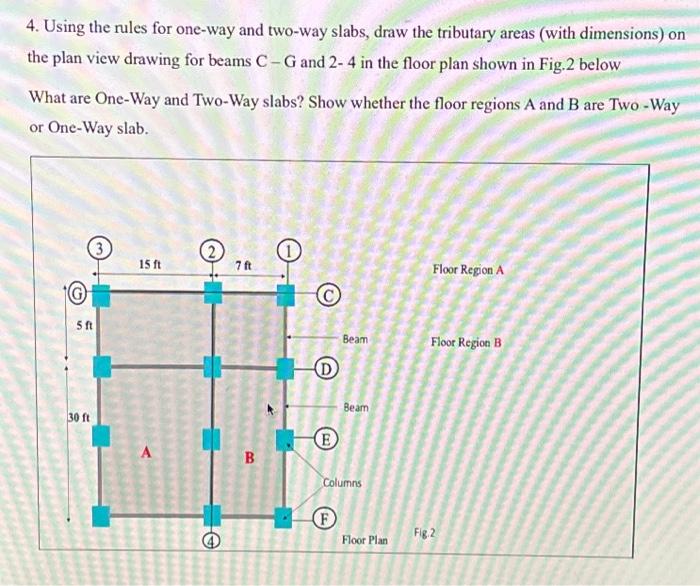  4. Using the rules for one-way and two-way slabs, draw the