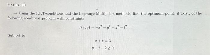 find the optimum point, if exist, of the following non-linear problem with