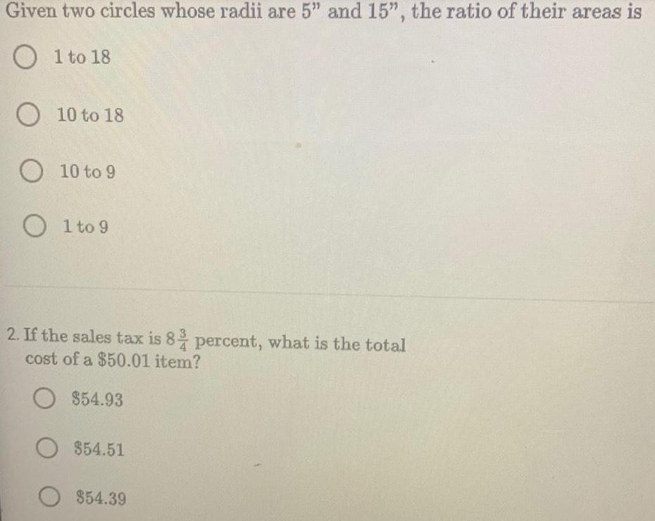 of their areas is O1 to 18 O 10 to 18 O