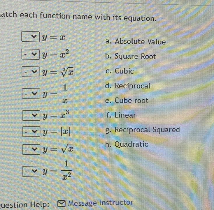  atch each function name with its equation y x y x