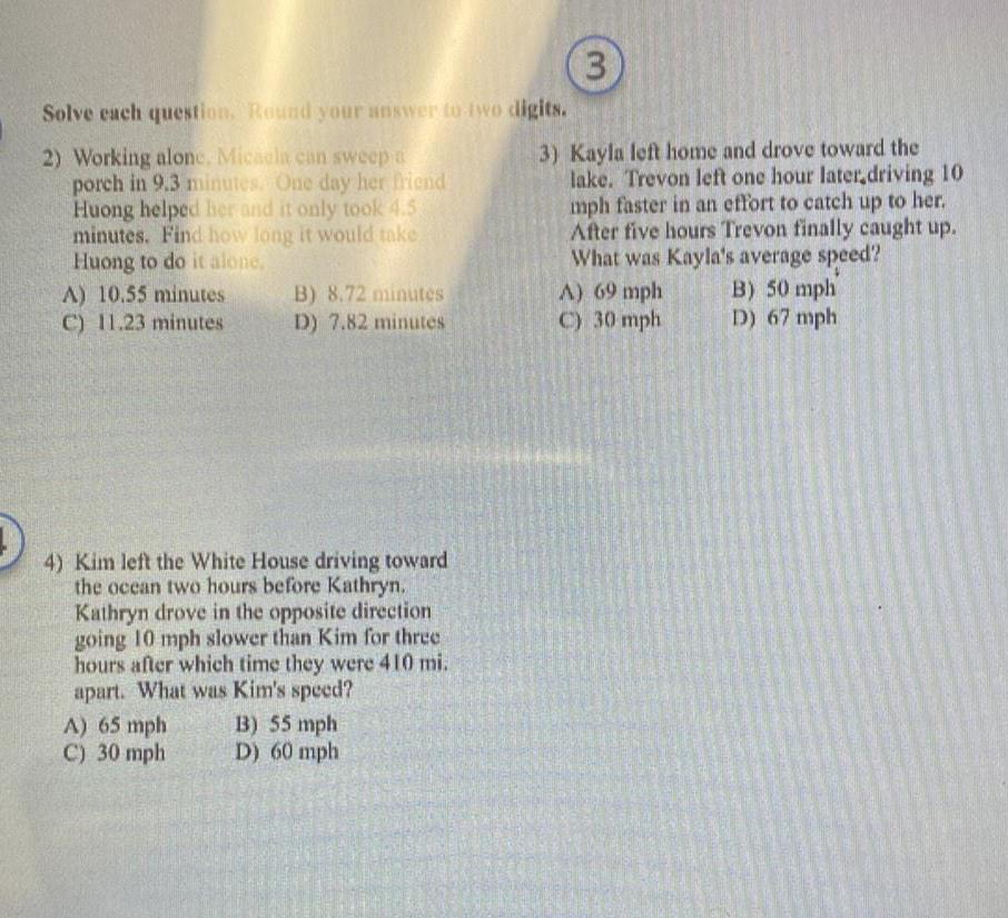 Solve each question Round your answer to two digits 2 Working