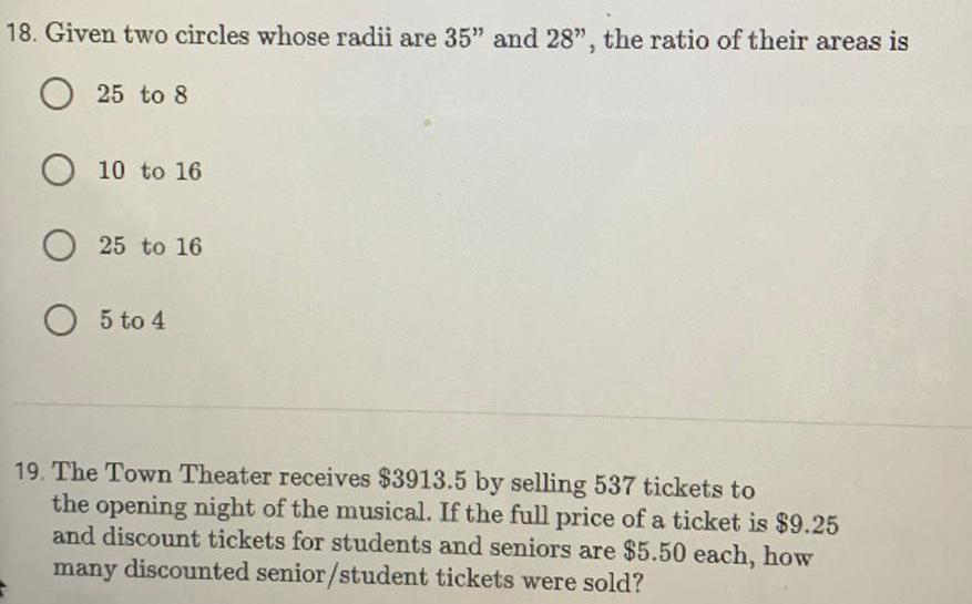  18 Given two circles whose radii are 35 and 28 the