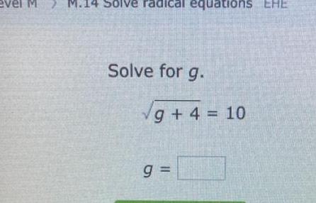 Solve for g. v' +4 = 10