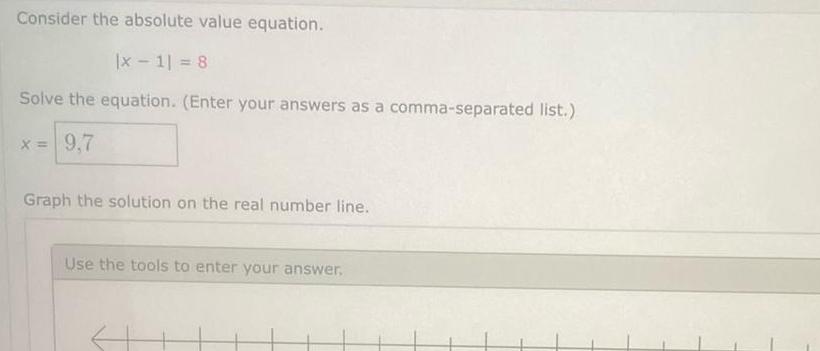 Enter your answers as a comma separated list x 9 7 Graph