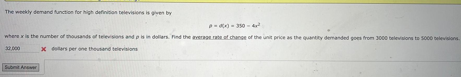 p d x 350 4x where x is the number of thousands