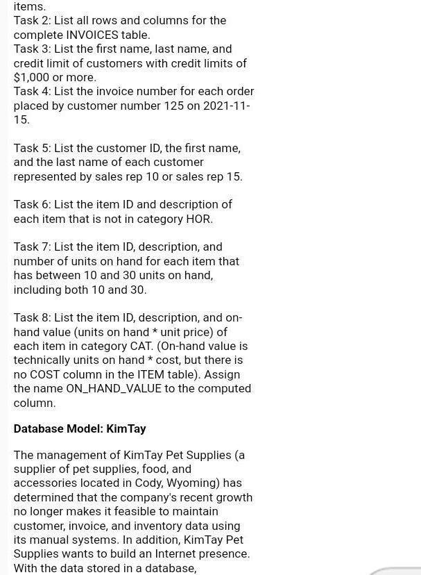 INVOICES table Task 3 List the first name last name and credit