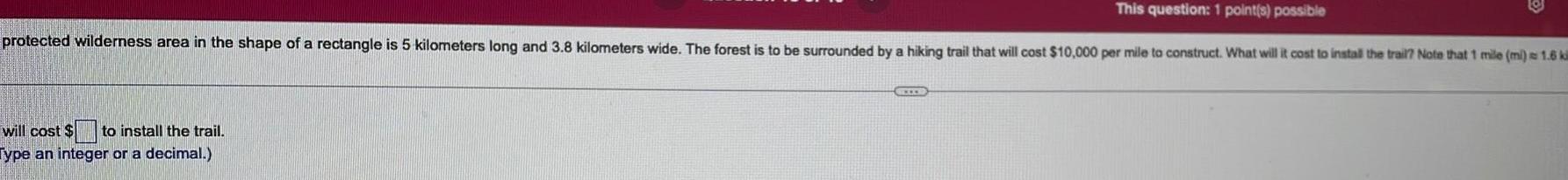 This question 1 point s possible protected wilderness area in the