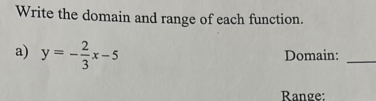 Write the domain and range of each function. Domain: 3