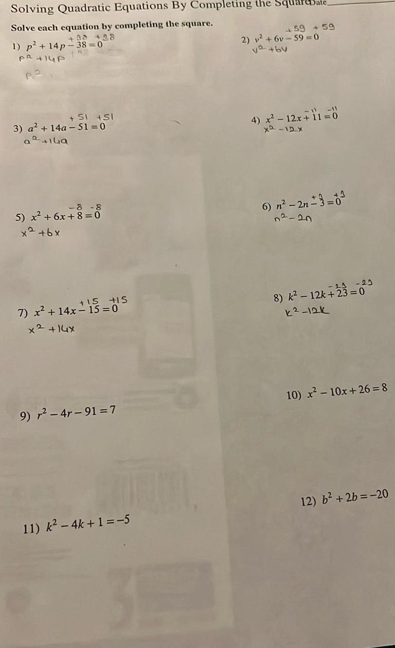 completing the square 98 28 1 p 14 p 38 0 P