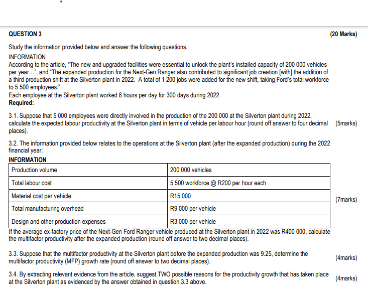 Study the information provided below and answer the following questions. INFORMATION