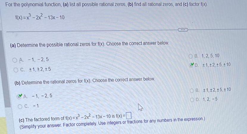 find all rational zeros and c factor f x f x x