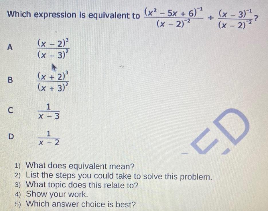 Which expression is equivalent to A B C D x 2