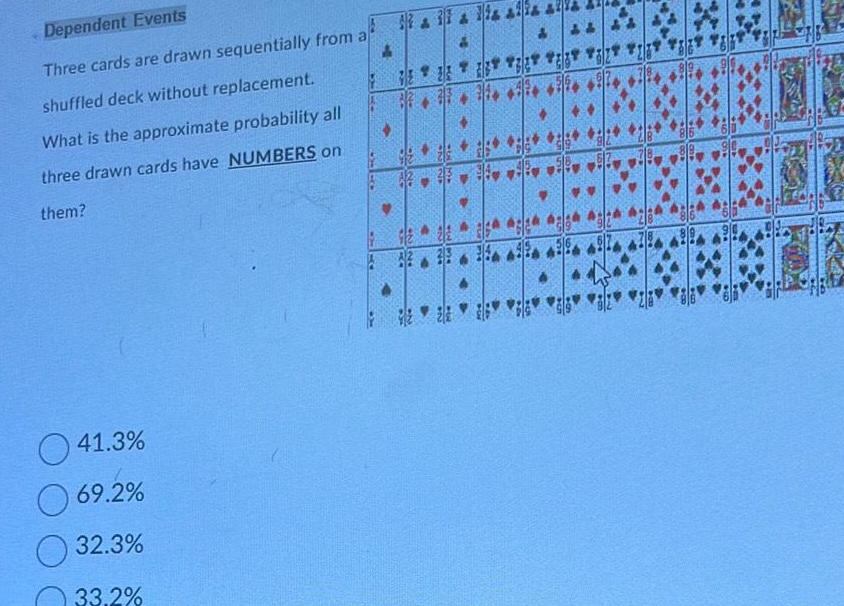 without replacement What is the approximate probability all three drawn cards have